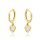  585 gold earrings, circle with hanging heart