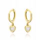  585 gold earrings, circle with hanging heart