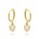  585 gold earrings, circle with hanging heart