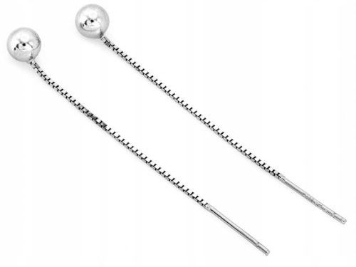  Silver 925 earrings pulled through with a ball at the ear, chain, long, fashionable