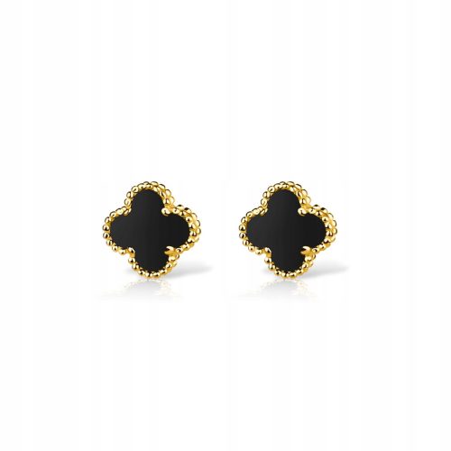  Clover gold plated earrings black mini