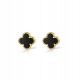  Clover gold plated earrings black mini