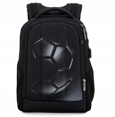 Stylish Urban/School Backpack with Soccer Theme and USB Port + Pencil Case for Boys