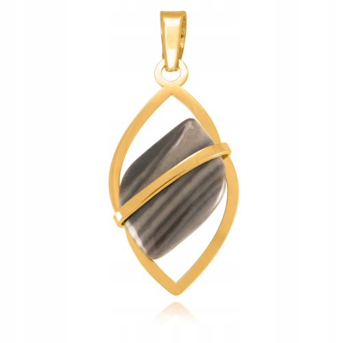  Silver gold-plated pendant with striped flint