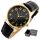  PERFECT LARY MEN'S WATCH +BOX +ENGRAVING NUMBERS classic black leather