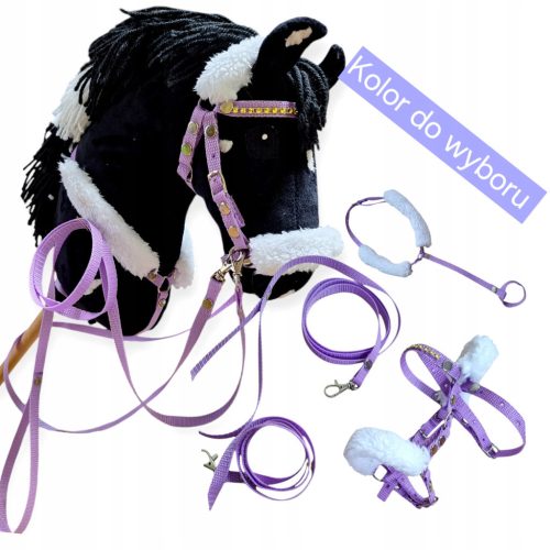  Headcollar/bridle with fur for Hobby horse, ,lunge,breastplate-a3-a4-a5-