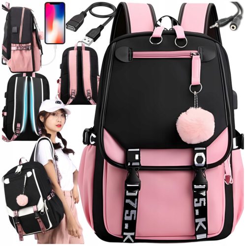 Stylish A4 Size School Backpack for Girls with USB & Mini Jack Port - Limited 50% Off Sale