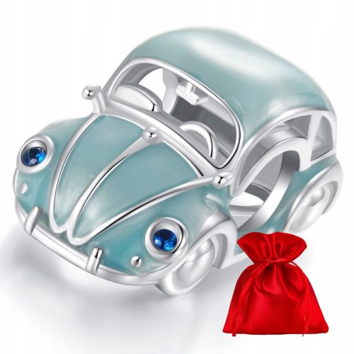  H312 Blue Beetle car silver charm bead silver 925 beads