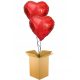  SET OF 2 HELIUM-FILLED BALLOON RED HEARTS Gift in a Box