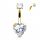  TITANIUM GOLD HEART BELLY RING 1.6/10/5/8