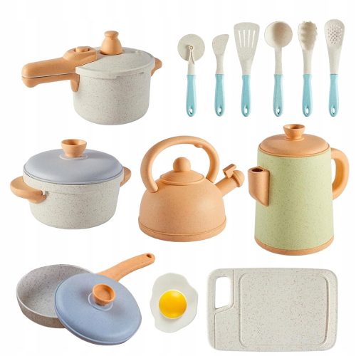  KITCHEN SET POTS KETTLE REALISTIC CUTLERY CHILDREN'S TOY