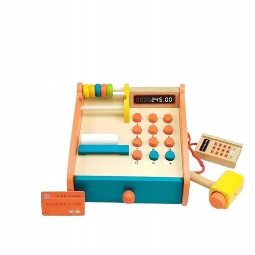  Wooden Cash Register Set + Accessories for Kids