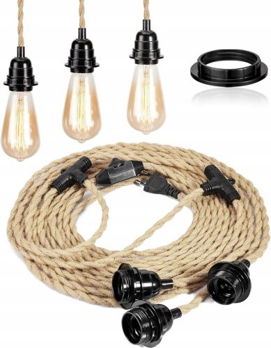  Pendant lamp with plug, 3-bulb E27 lamp socket with cable, lamp cable