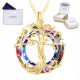  Gold Necklace Colored Crystal SILVER 925 Tree of Life GOLD PLATED 585