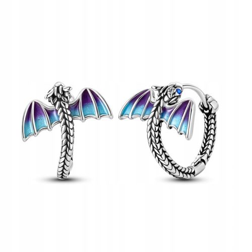  Silver fairy tale earrings Bright Dragons Dragon hoops silver 925