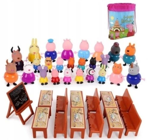  Peppa Pig Figurines 38pcs School Bag