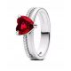  Ring Red convex Heart zircons silver s925 size 14