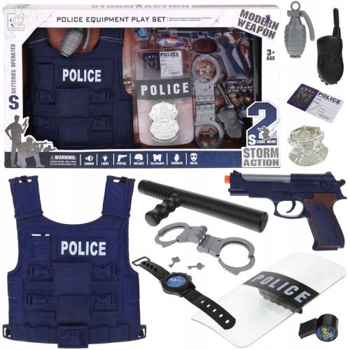  Police Costume Small Set Policeman Gun Handcuffs Vest