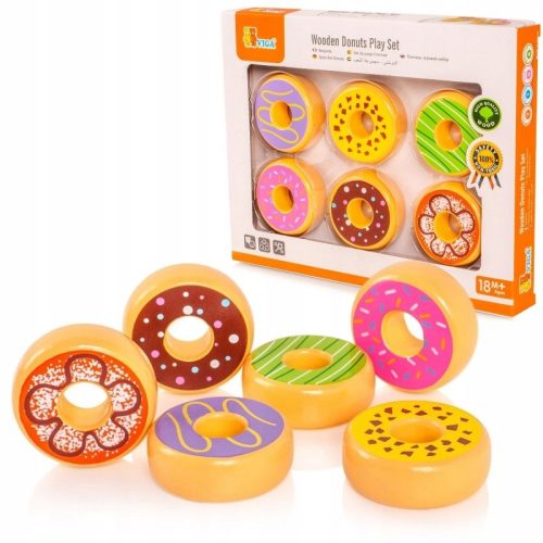  VIGA Wooden Donuts 6 pcs