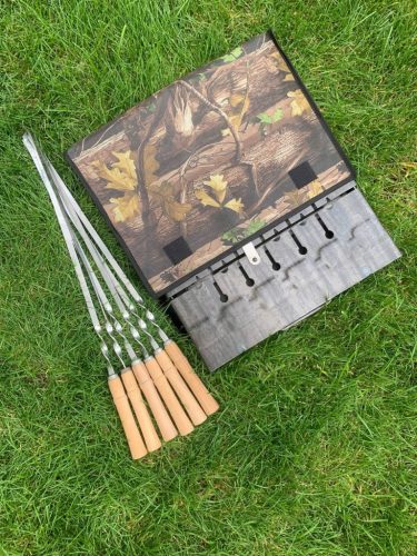  Mangal Grill Case for 6 Shampoo. Foldable charcoal. Skewers included