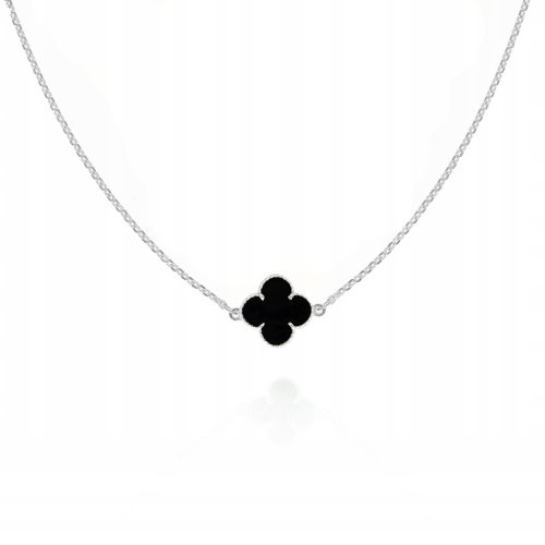  silver choker necklace clover black onyx PR.925 40cm