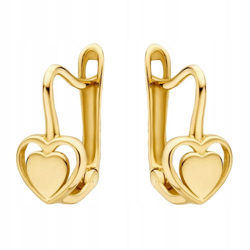  GOLD EARRINGS English pr. 585 HEARTS Hearts