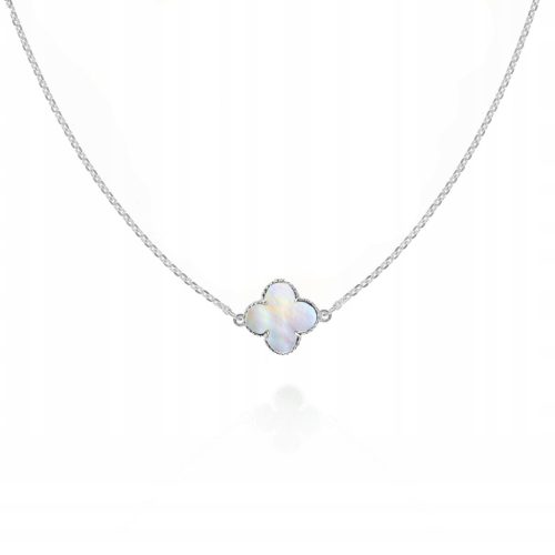  Silver choker necklace clover mother of pearl PR.925 40cm