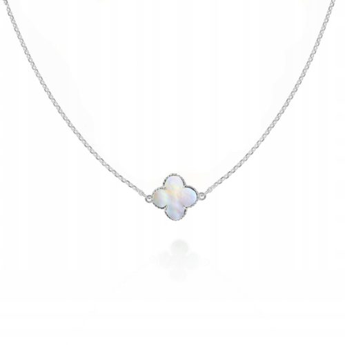  Silver choker necklace clover mother of pearl PR.925 40cm