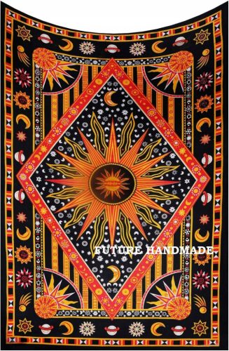  Hippie tapestry sun moon stars decoration mandala bedspread