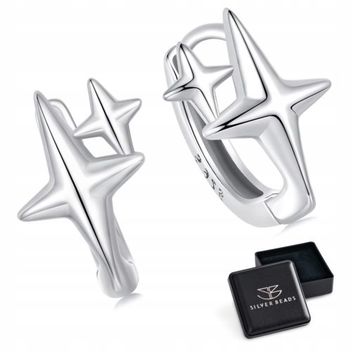  K809 Silver polar stars hoop earrings clasps silver 925