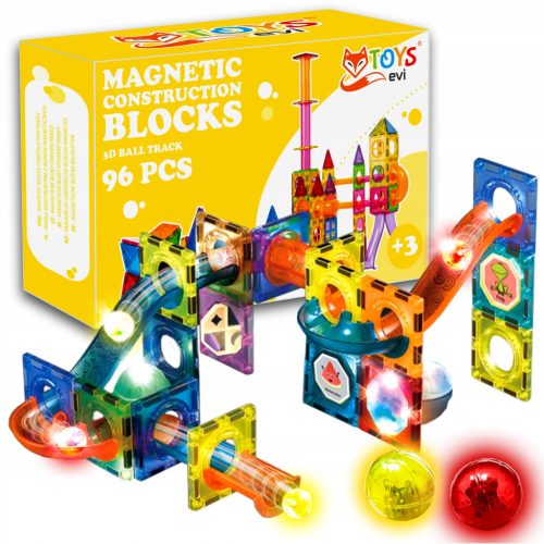  Magnetic blocks CONSTRUCTION PANELS colored GLORIOUS BALL TRACK 96pcs