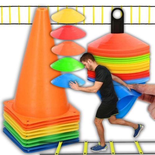  LARGE FOOTBALL SET TRAINING CONES LADDER PLATES FOOTBALL