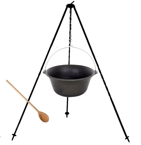  HUNGARIAN CAST IRON HUNTING KETTLE 8 L STAND