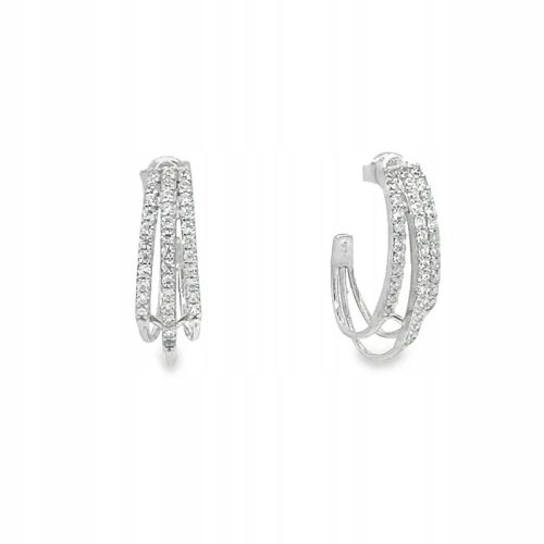  Silver elegant hoop earrings with zircons on a 925 stud