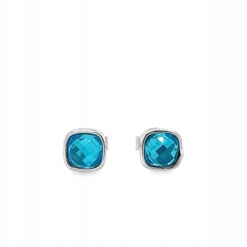  Silver stud earrings with blue blue zircon SQUARES pr.925 AK