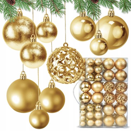  CHRISTMAS TREE BALLS GOLDEN SHATTER-PROOF CHRISTMAS PENDANTS Set of 100 pcs.