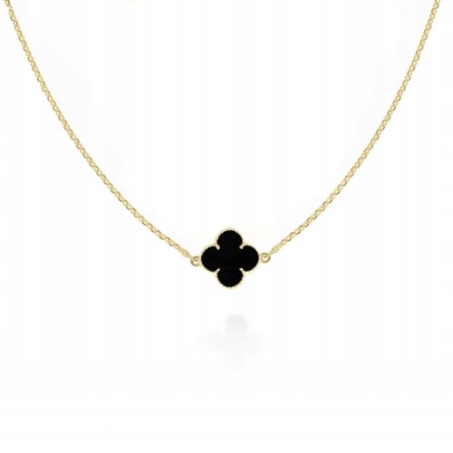  gold necklace gold plated choker clover black onyx PR.925 40cm