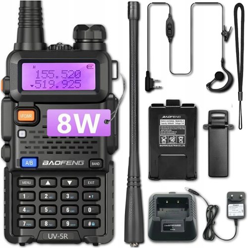  BAOFENG UV-5R 8W PMR FM WALKIE TALKIE RADIO + EARPHONE