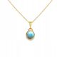  PENDANT silver gold plated PENDANT WITH LARIMAR BLUE FILM GOLD