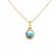  PENDANT silver gold plated PENDANT WITH LARIMAR BLUE FILM GOLD