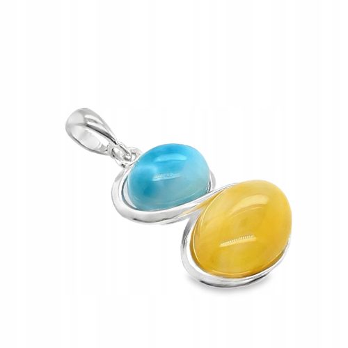  SILVER PENDANT WITH AMBER AND LARIMAR MILKY SILVER PENDANT FILM