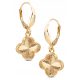  BEAUTIFUL GOLDEN HANGING EARRINGS WITH DIAMOND CLOVERS 14KT 585