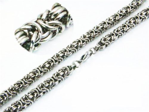  Men's chain surgical steel royal weave dense silver color 60 cm