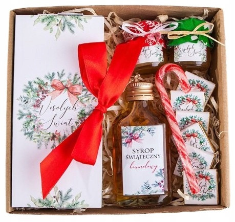  GIFT BASKET CHRISTMAS GIFT BOX with chocolate, honey and syrup