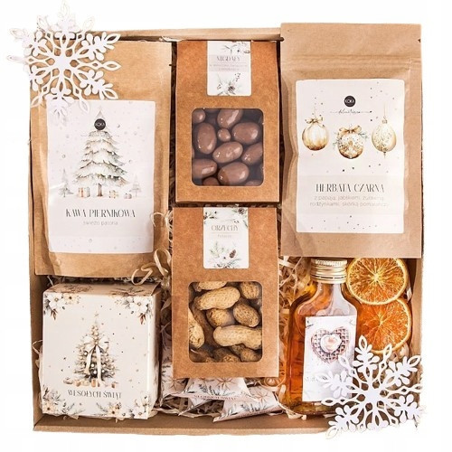  CHRISTMAS GIFT GIFT BASKET set with coffee, tea and syrup