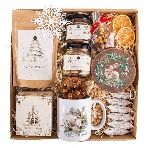  CHRISTMAS GIFT GIFT BASKET with a mug, coffee and sweets