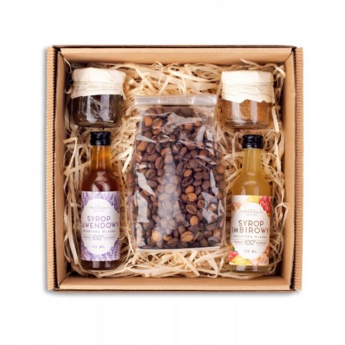  Gift set of ARABICA COFFEE beans, LAVENDER GINGER syrup, jams