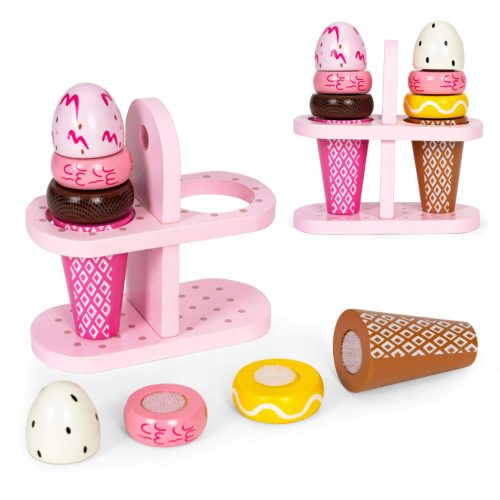  SET OF WOODEN VELCRO ICE CREAM CONFECTIONERS FOR CHILDREN 9 PIECES