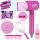  HAIRDRESSING SET WITH BATTERY-OPERATED HAIR DRYER, AIR BLOWER, ACCESSORIES, 8 PIECES