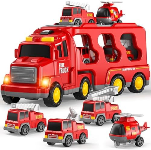  TOY LARGE CAR TOW TRUCK FIRE VEHICLES SET GIFT